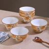 Japanese camellia ceramic bowls, plates and tableware, household rice bowls, large soup bowls, vegetable plates, popular retro bowls and plates, can be microwaved Specification image